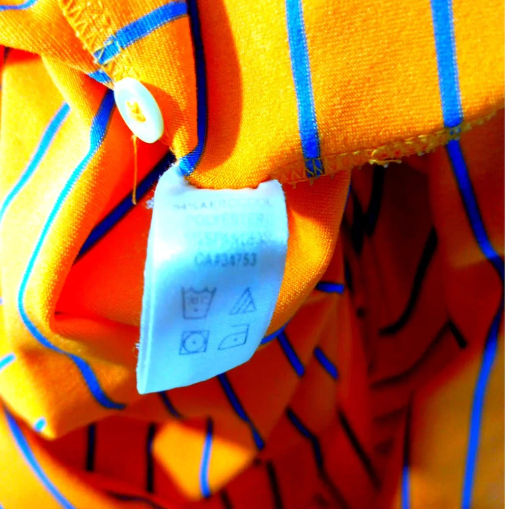 Fairway & Greene Tech Pebble Beach Men's XL Orange Blue Stripe Golf Shirt - Picture 5 of 6
